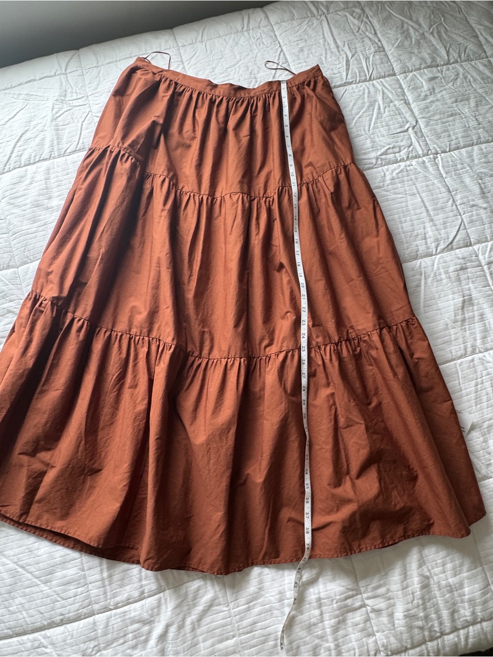 ASOS Design Curve brown tiered boho prairie maxi skirt with pockets size 16 - Picture 6 of 8